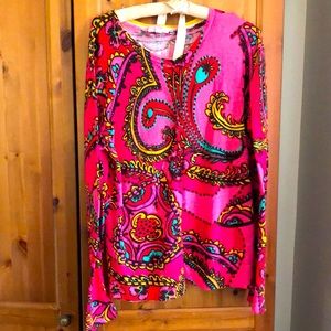 Lily Pulitzer cardigan! Vibrant design. Comfortably worn and in tact. XL